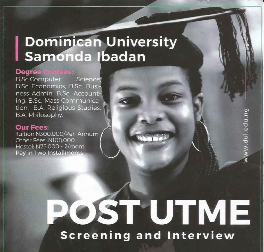 2019 Post UTME Screening and Interview Dominican University Samonda Ibadan