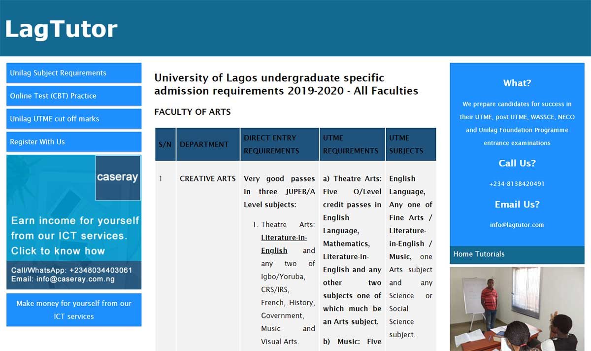Updated University of Lagos Unilag undergraduate admission requirements for 2020