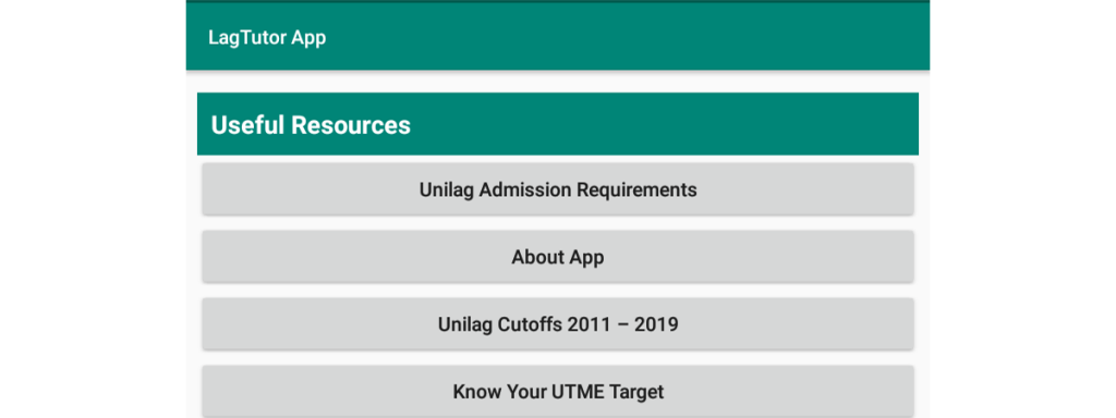 Screenshot of the LagTutor Android App