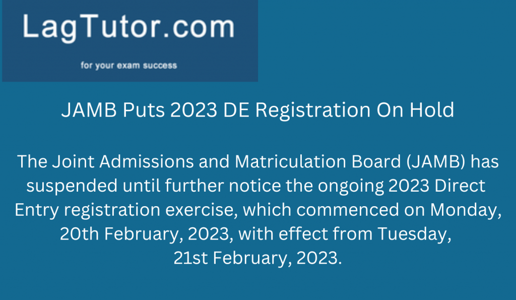 JAMB Puts 2023 DE Registration On Hold